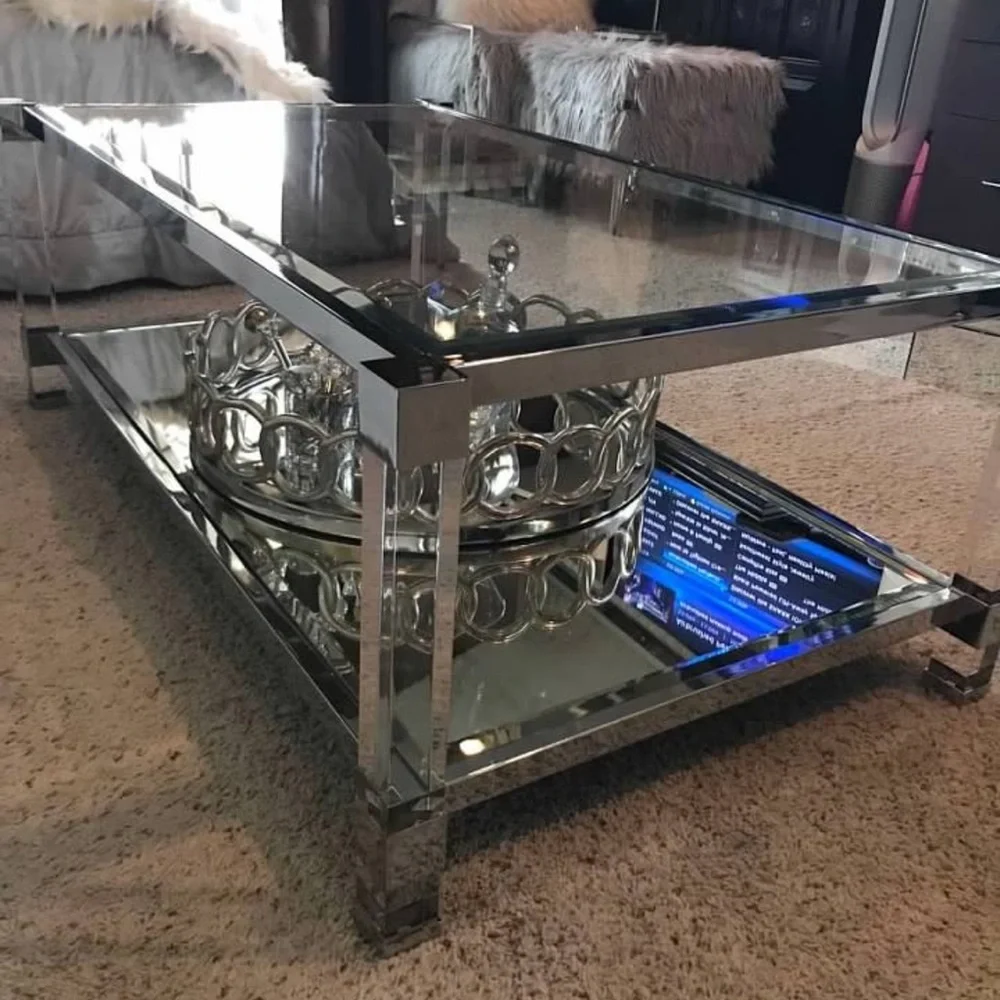 Z Gallerie Silver Glass Coffee AND End Table